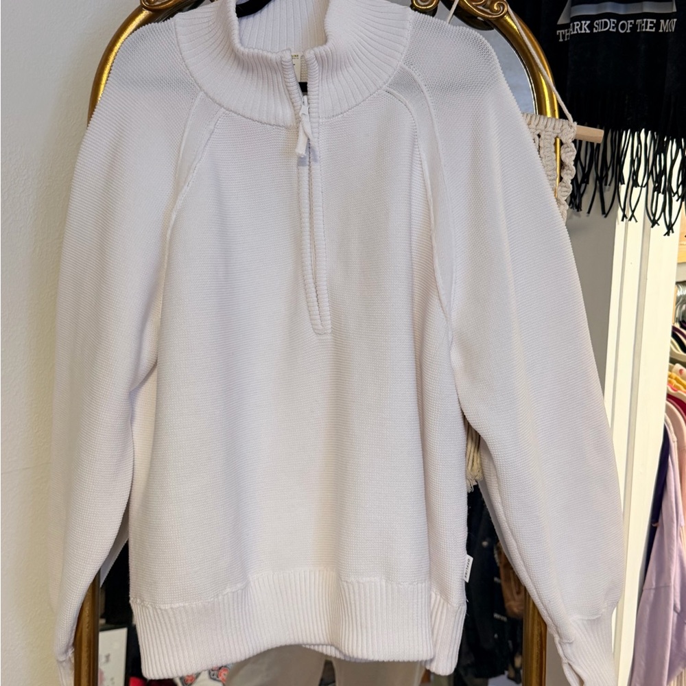 NWT Aerie White Half-Zip Turtleneck Sweater